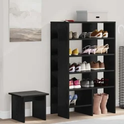 Huishoudelijke Benodigdheden*vidaXL Schoenenkast met plank 2 pcs Bewerkt hout Zwart eiken