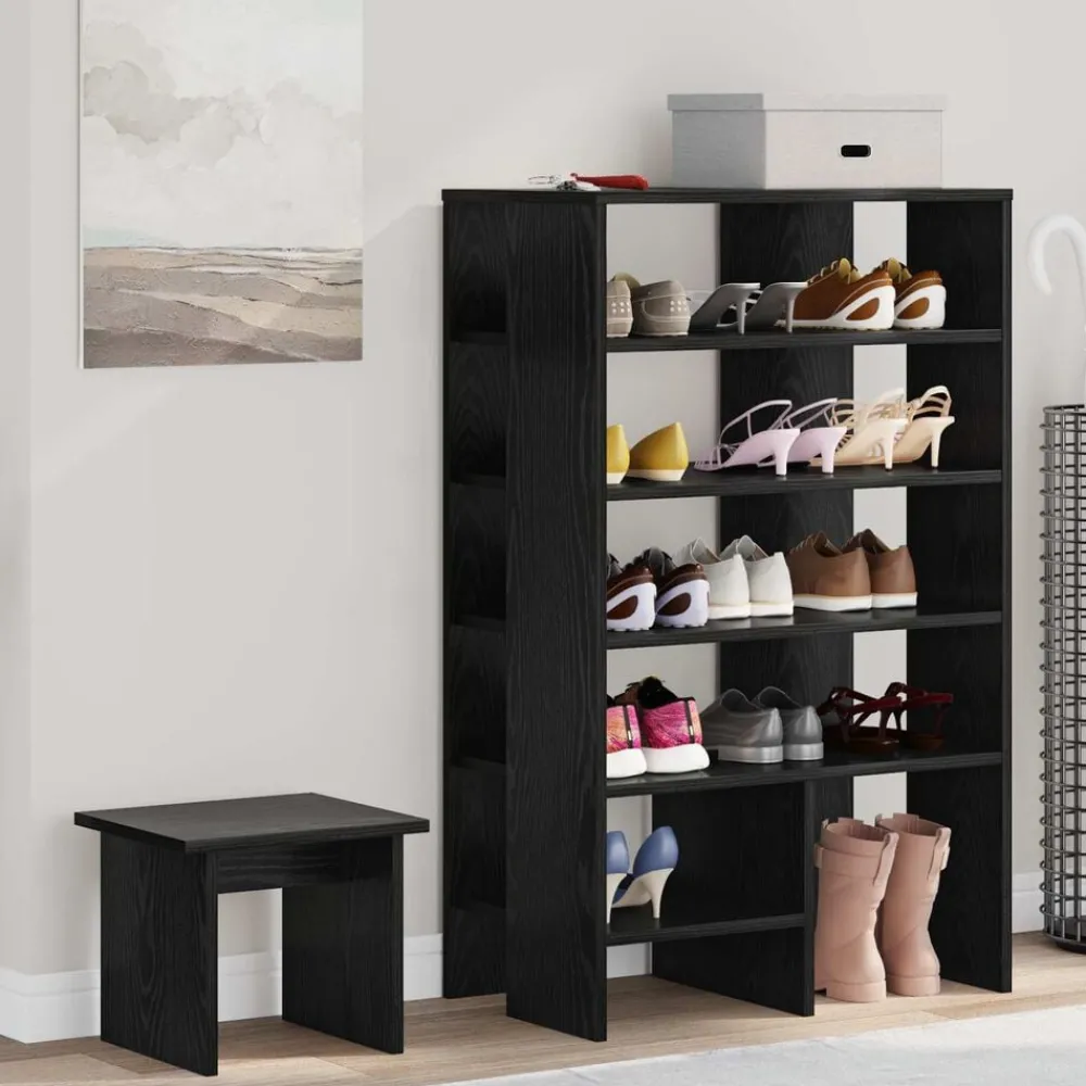 Huishoudelijke Benodigdheden*vidaXL Schoenenkast met plank 2 pcs Bewerkt hout Zwart eiken