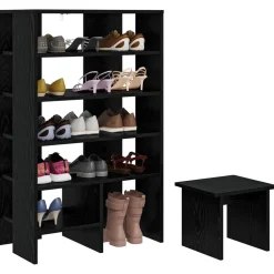 Huishoudelijke Benodigdheden*vidaXL Schoenenkast met plank 2 pcs Bewerkt hout Zwart eiken