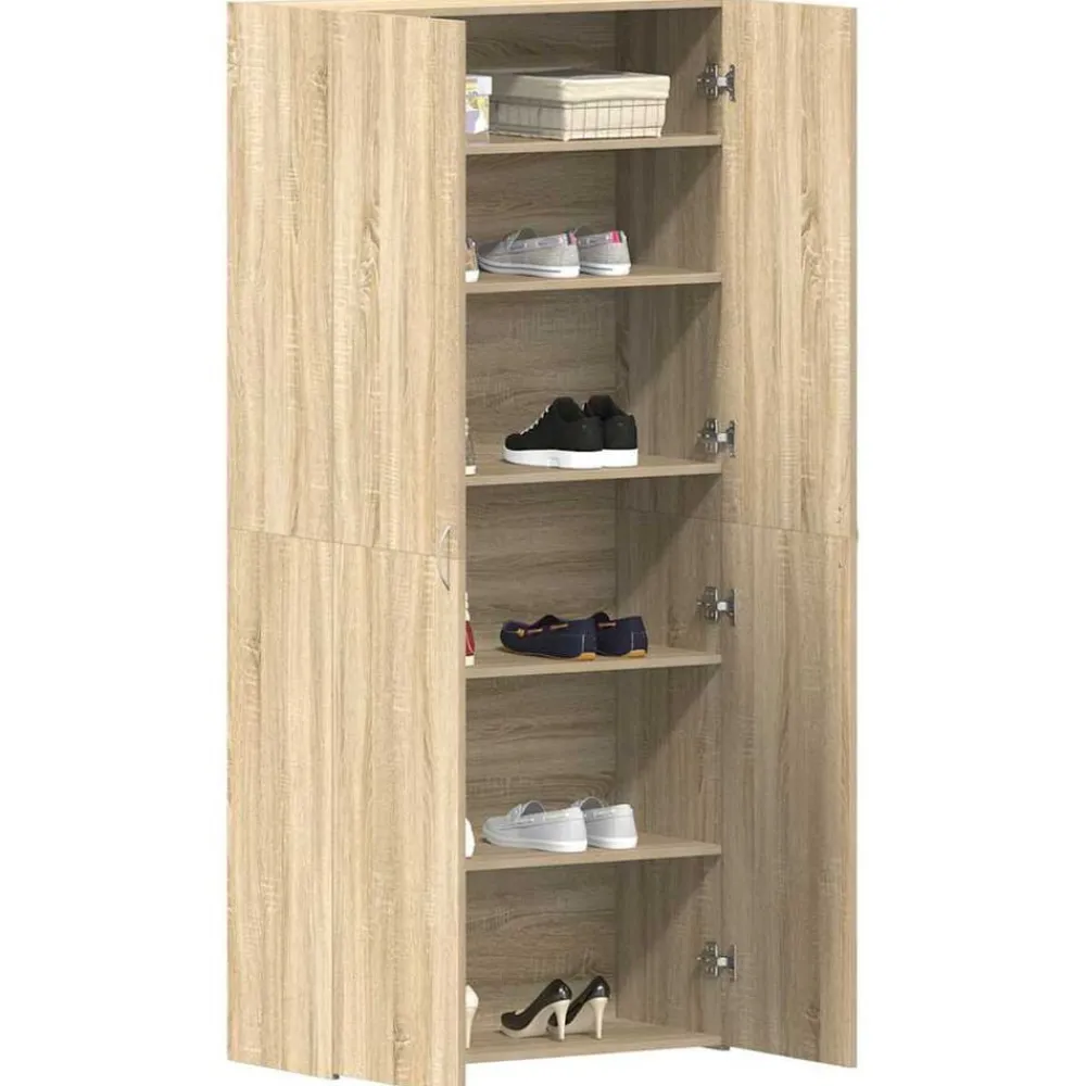 Schoenenkast met plank Bruin 80 x 35.5 x 180 cm Bewerkt hout>vidaXL Online