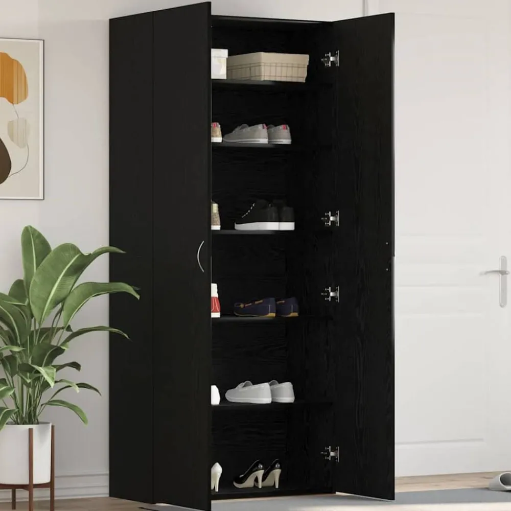 Schoenenkast met plank Zwart 80 x 35.5 x 180 cm Bewerkt hout>vidaXL New