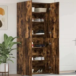 Huishoudelijke Benodigdheden*vidaXL Schoenenkast Multikleur 80 x 35.5 x 180 cm Bewerkt hout Gerookt eiken