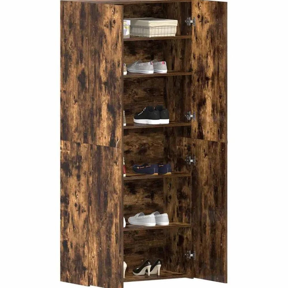 Huishoudelijke Benodigdheden*vidaXL Schoenenkast Multikleur 80 x 35.5 x 180 cm Bewerkt hout Gerookt eiken