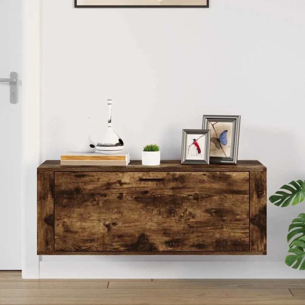 Huishoudelijke Benodigdheden*vidaXL Schoenenkast wandgemonteerd 100x35x38 cm bewerkt hout eiken Gerookt eiken