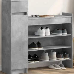 Huishoudelijke Benodigdheden*vidaXL Schoenenkast 100,5x28x100 cm bewerkt hout Betongrijs