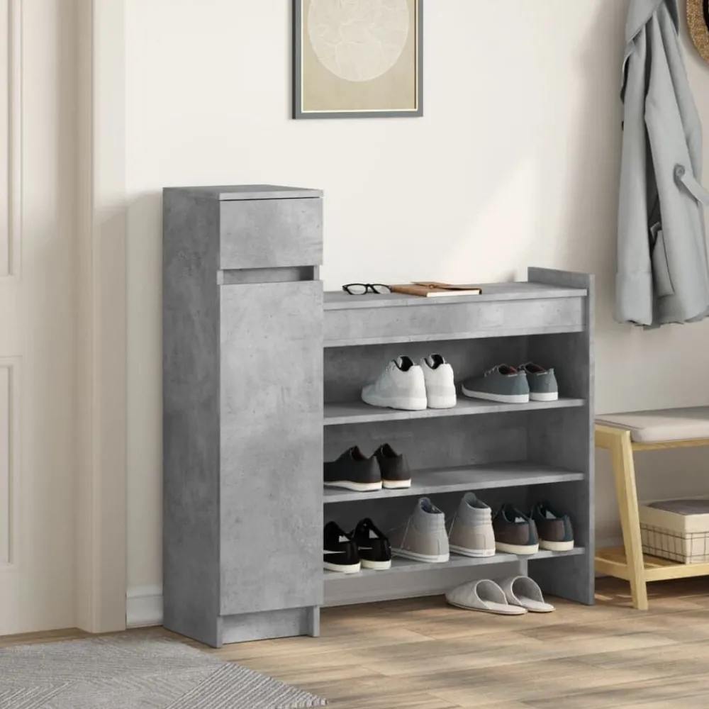 Huishoudelijke Benodigdheden*vidaXL Schoenenkast 100,5x28x100 cm bewerkt hout Betongrijs