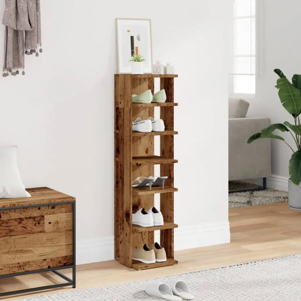 Huishoudelijke Benodigdheden*vidaXL Schoenenkast 28x27x102 cm bewerkt hout kleurig Oud hout