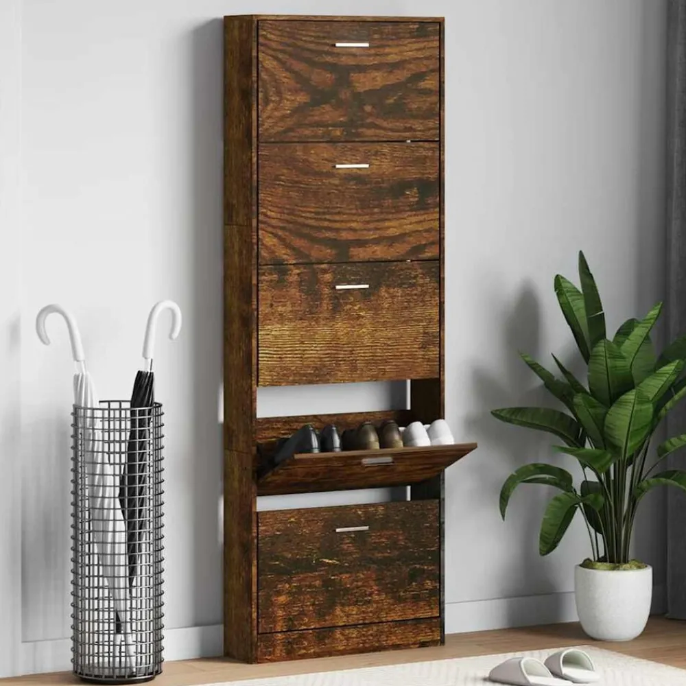 Huishoudelijke Benodigdheden*vidaXL Schoenenkast 59x17x169 cm bewerkt hout kleurig Gerookt eiken