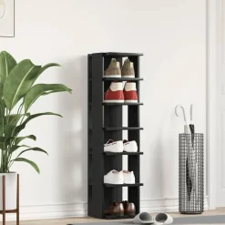 Huishoudelijke Benodigdheden*vidaXL Schoenenkast 25x27x102 cm bewerkt hout kleur Zwart eiken