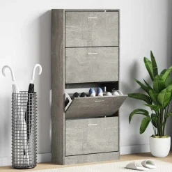 Huishoudelijke Benodigdheden*vidaXL Schoenenkast 63x24x147 cm bewerkt hout Betongrijs
