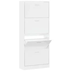 Huishoudelijke Benodigdheden*vidaXL Schoenenkast 63x24x147 cm bewerkt hout Hoogglans wit