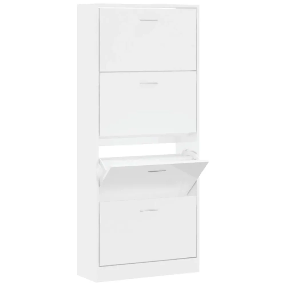 Huishoudelijke Benodigdheden*vidaXL Schoenenkast 63x24x147 cm bewerkt hout Hoogglans wit