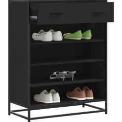 Huishoudelijke Benodigdheden*vidaXL Schoenenkast 75x38x97,5 cm bewerkt hout en metaal Zwart