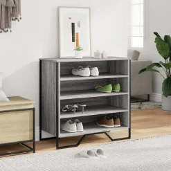 Huishoudelijke Benodigdheden*vidaXL Schoenenkast 80x38x78 cm bewerkt hout eikenkleurig Grijs sonoma