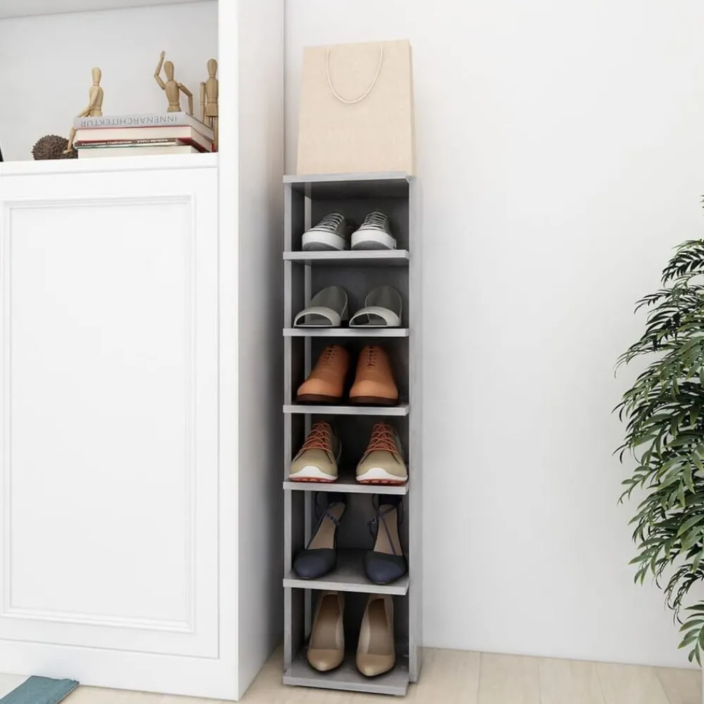 Huishoudelijke Benodigdheden*vidaXL Schoenenkast 27,5x27x102 cm bewerkt hout Betongrijs