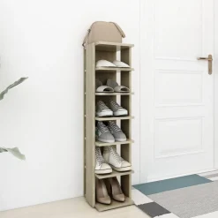 Schoenenkast 27,5x27x102 cm bewerkt hout kleurig><noscript><img width=