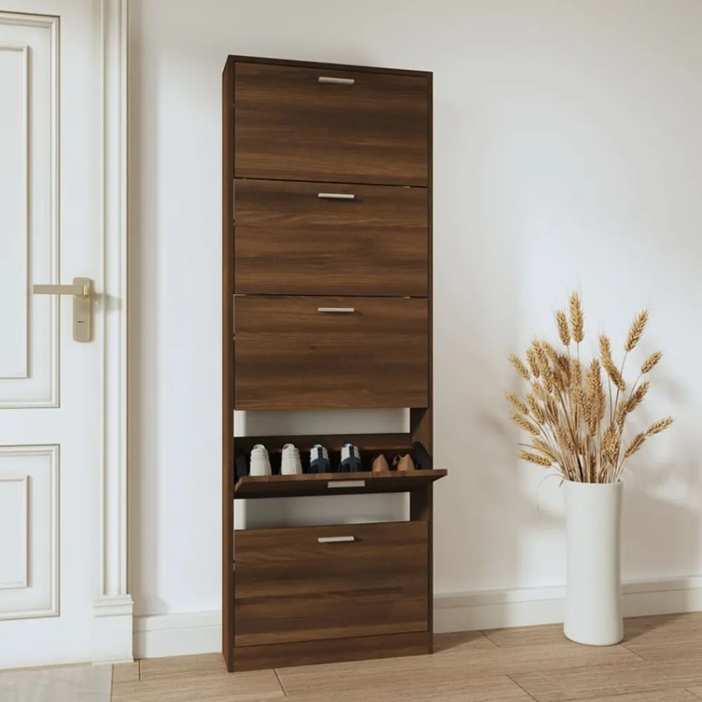 Huishoudelijke Benodigdheden*vidaXL Schoenenkast 59x17x169 cm bewerkt hout bruin eikenkleur