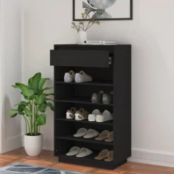 Huishoudelijke Benodigdheden*vidaXL Schoenenkast 60x34x105 cm massief grenenhout Zwart