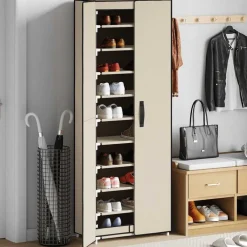 Huishoudelijke Benodigdheden*vidaXL Schoenenkast 60x30x166 cm stof crèmekleurig Cr&egrave;me