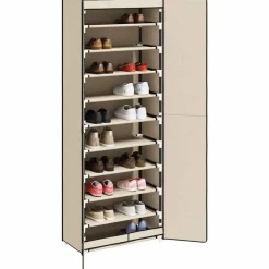 Huishoudelijke Benodigdheden*vidaXL Schoenenkast 60x30x166 cm stof crèmekleurig Crème