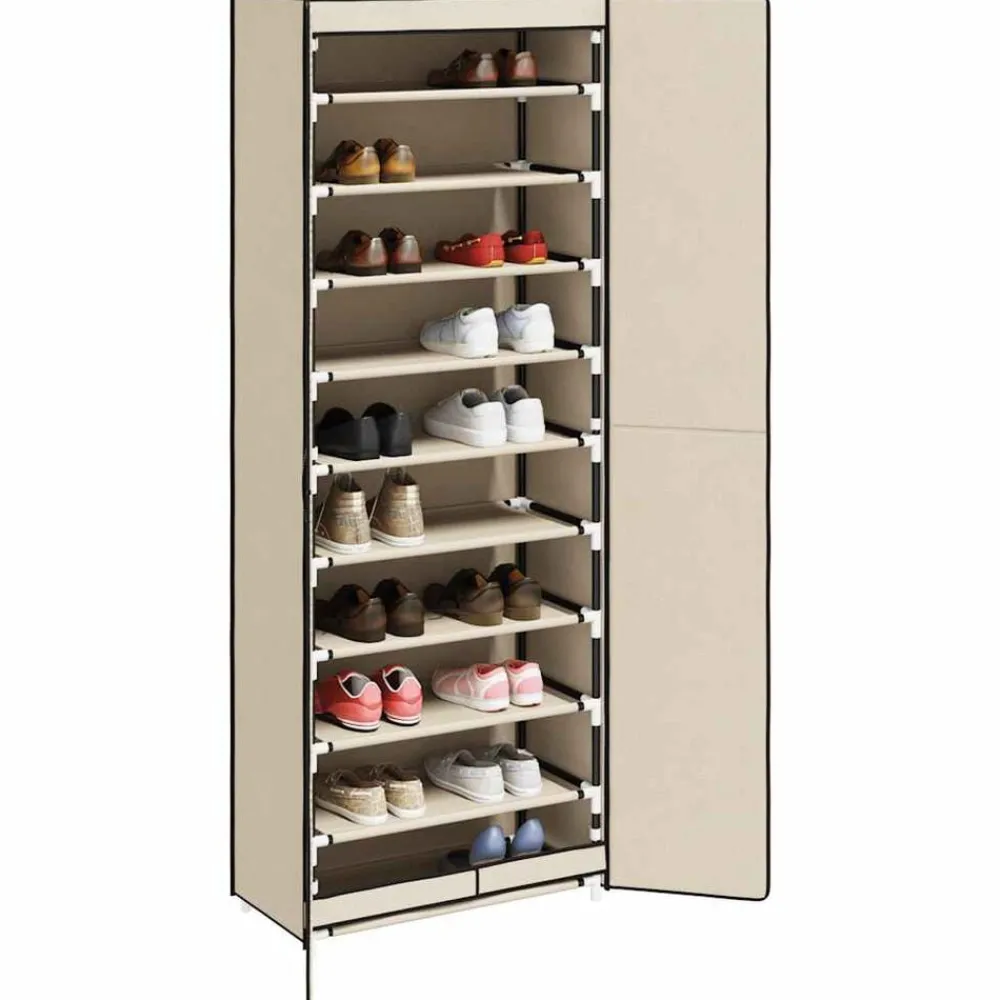 Huishoudelijke Benodigdheden*vidaXL Schoenenkast 60x30x166 cm stof crèmekleurig Crème