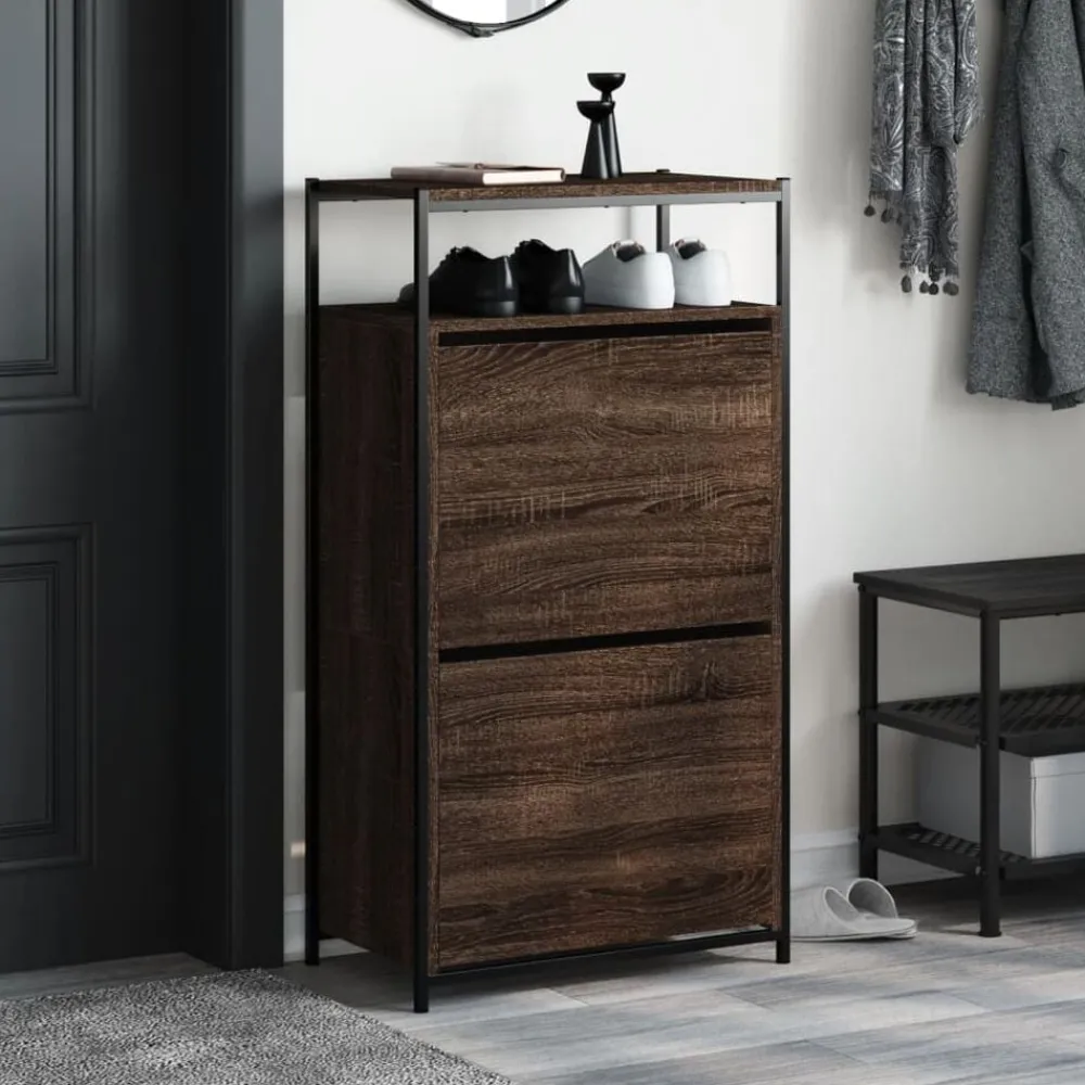 Huishoudelijke Benodigdheden*vidaXL Schoenenkast 60x34x112 cm bewerkt hout bruin eikenkleur