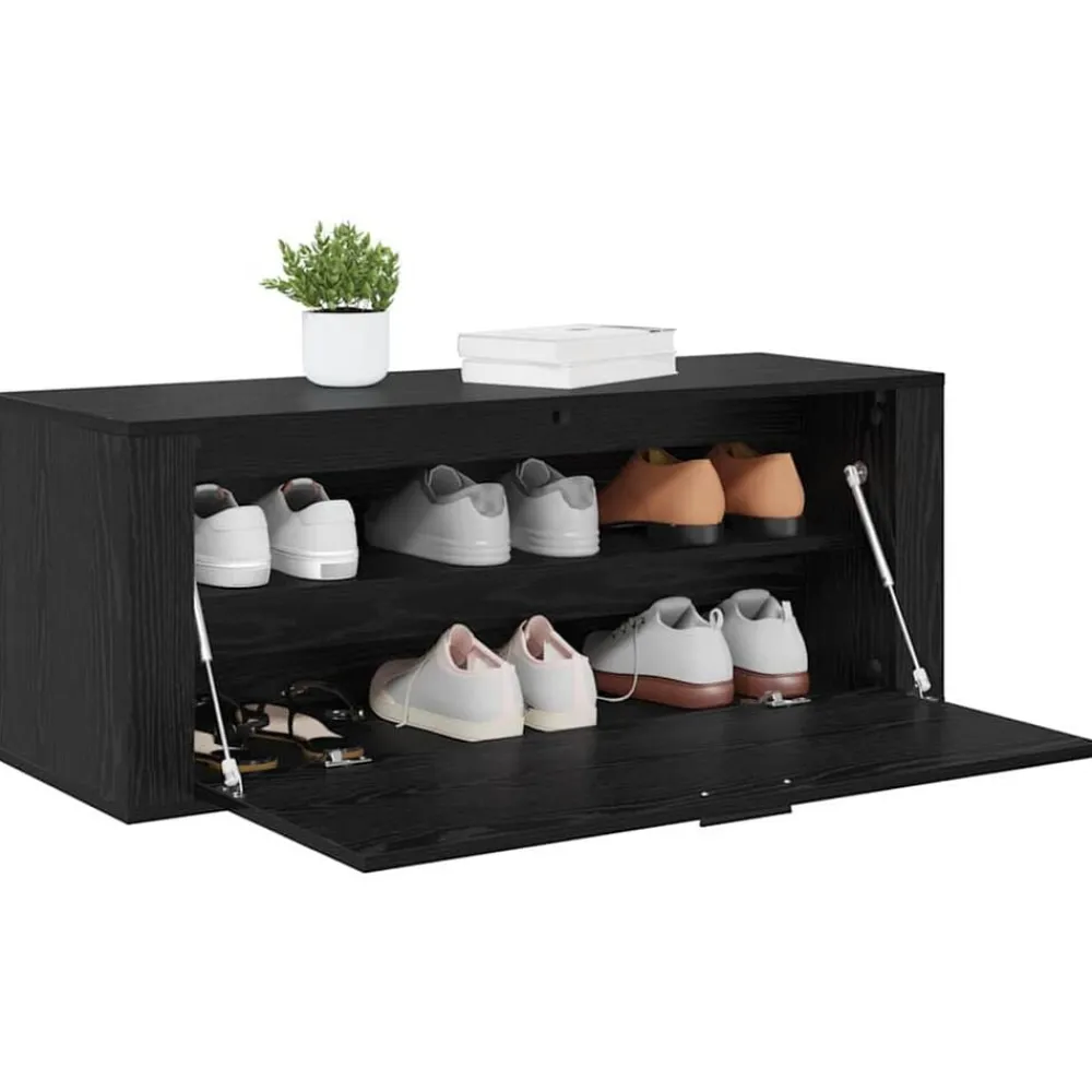 Huishoudelijke Benodigdheden*vidaXL Schoenenkast 100 x 35 x 38 cm Bewerkt hout Zwart eiken