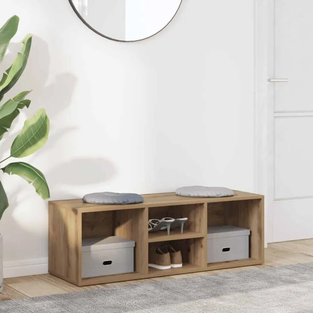Schoenenopbergbank 105x35x35 cm bewerkt hout artisanaal eiken>vidaXL Discount