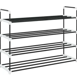 Schoenenrek met 4 schappen metaal en kunststof zwart>vidaXL Outlet