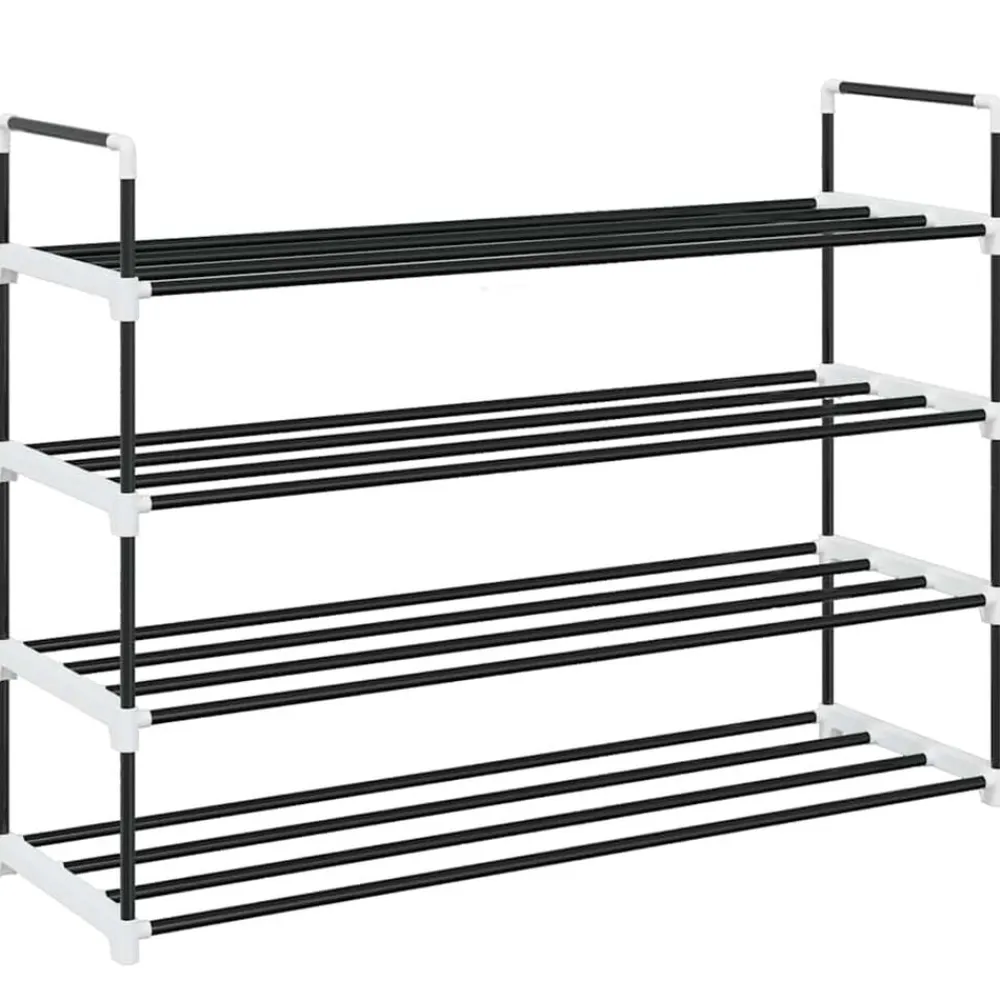 Schoenenrek met 4 schappen metaal en kunststof zwart>vidaXL Outlet