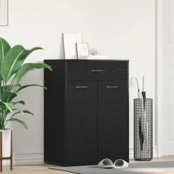 Huishoudelijke Benodigdheden*vidaXL Schoenenrek met lade 60 x 35 x 84 cm Bewerkt hout Zwart eiken