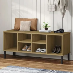 Schoenenrek met metalen poten OSLO 106x35x45cm grenenhout>vidaXL Outlet