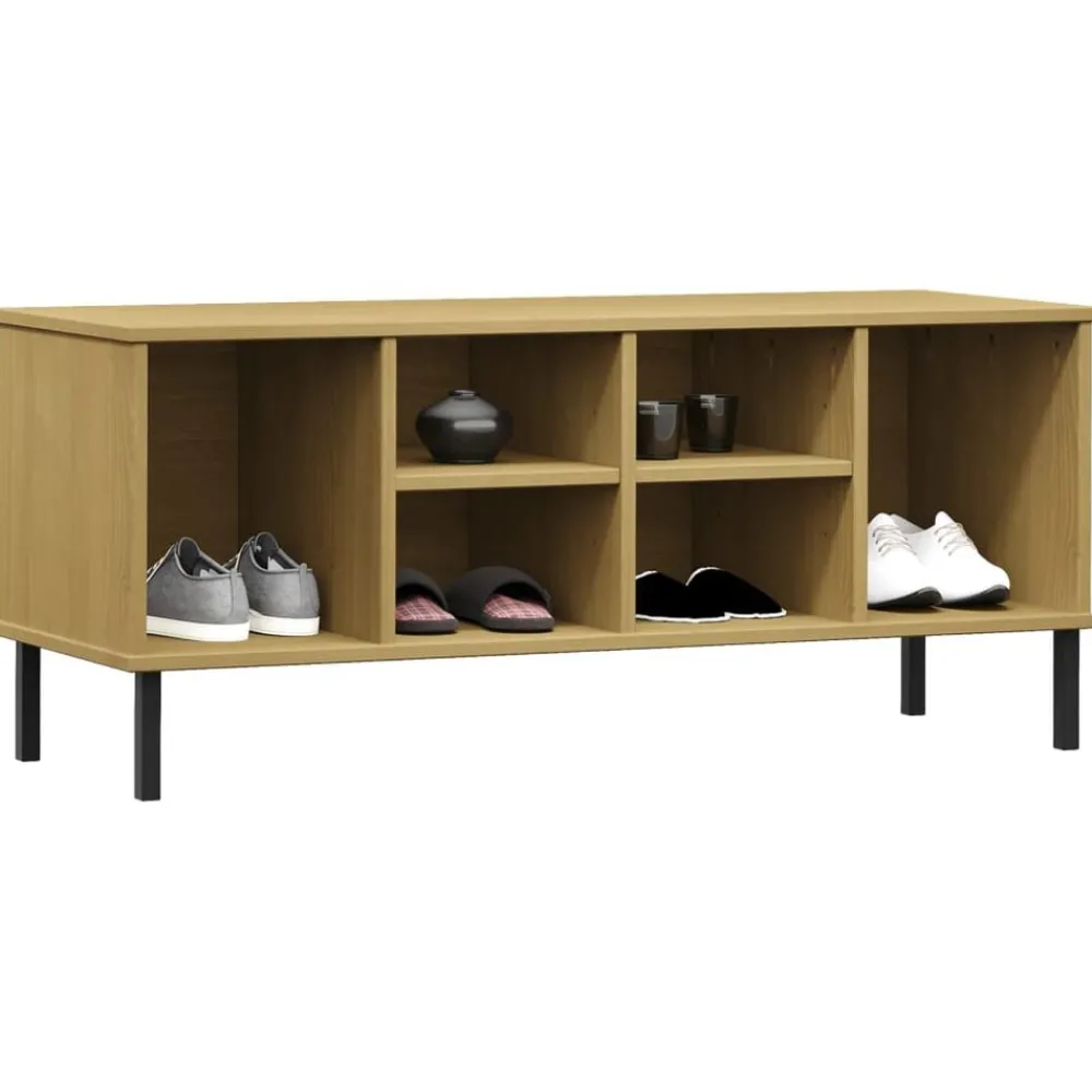 Schoenenrek met metalen poten OSLO 106x35x45cm grenenhout>vidaXL Outlet