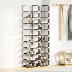 Huishoudelijke Benodigdheden*vidaXL Schoenenrekken 2 st 33x33x174 cm vliesvrij 10-laags zwart