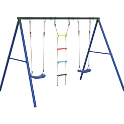 Buitenspeelgoed*vidaXL Schommelset met schommels en ladder Blauw