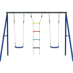 Buitenspeelgoed*vidaXL Schommelset met schommels en ladder Blauw
