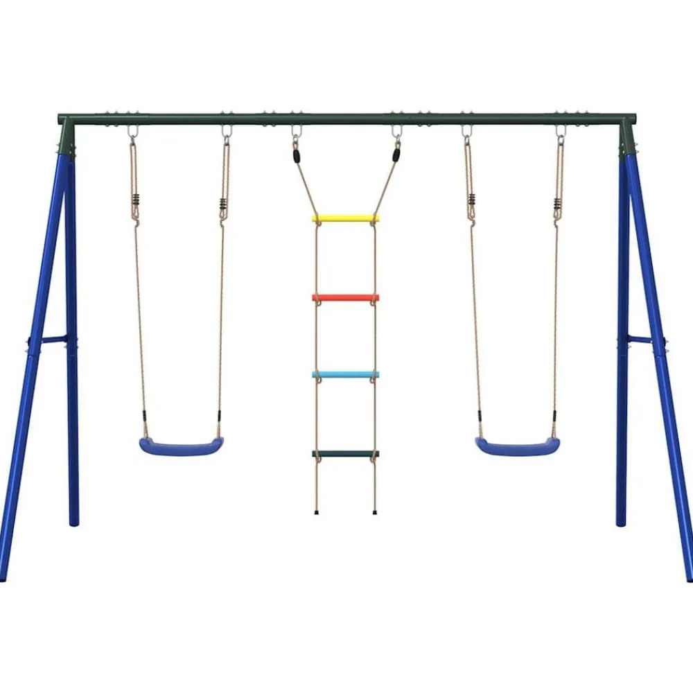 Buitenspeelgoed*vidaXL Schommelset met schommels en ladder Blauw