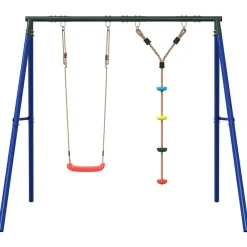 Buitenspeelgoed*vidaXL Schommelset met schommel en klimtouw met schijven Rood