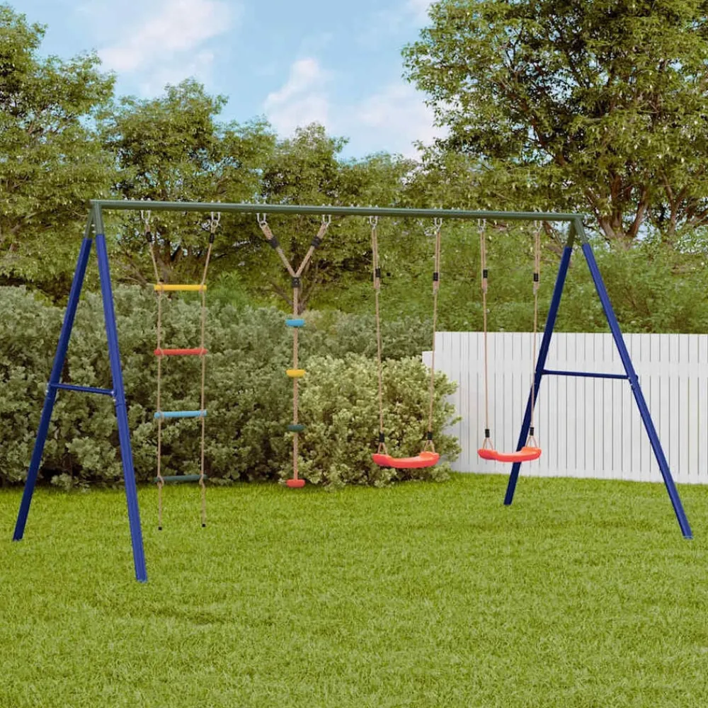 Buitenspeelgoed*vidaXL Schommelset met schommels, ladder en klimtouw met schijven Rood