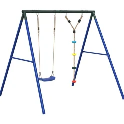 Buitenspeelgoed*vidaXL Schommelset met schommel en klimtouw met schijven Blauw