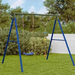 Buitenspeelgoed*vidaXL Schommelset met schommel en klimtouw met schijven Blauw