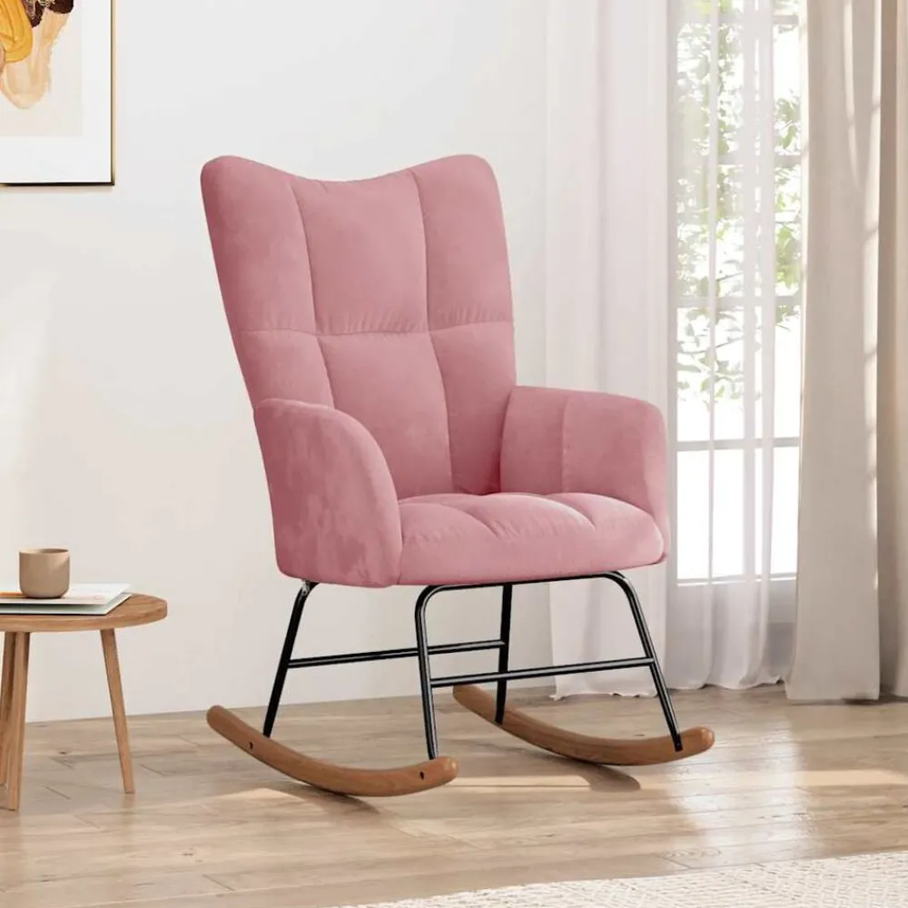 Stoelen*vidaXL Schommelstoel fluweel Roze