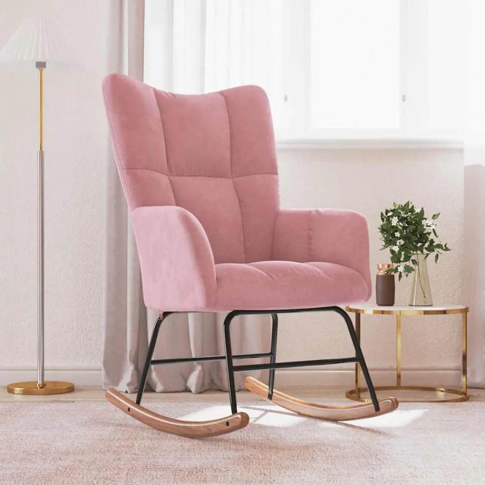 Stoelen*vidaXL Schommelstoel fluweel Roze