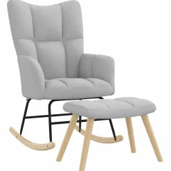 Stoelen*vidaXL Schommelstoel met voetenbank stof wolk grijs Wolkengrijs