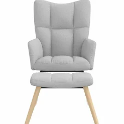 Stoelen*vidaXL Schommelstoel met voetenbank stof wolk grijs Wolkengrijs