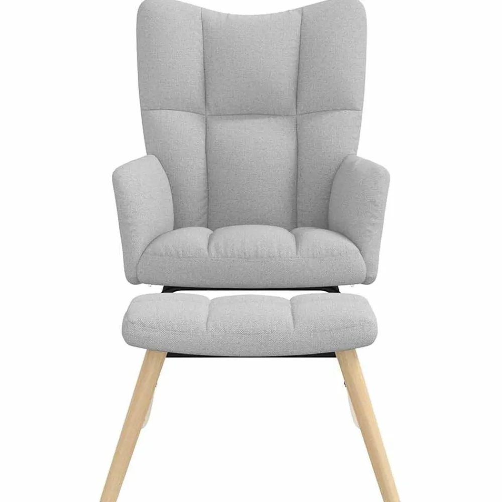 Stoelen*vidaXL Schommelstoel met voetenbank stof wolk grijs Wolkengrijs