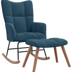 Stoelen*vidaXL Schommelstoel met krukje fluweel Blauw