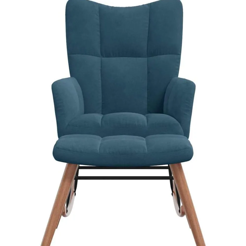 Stoelen*vidaXL Schommelstoel met krukje fluweel Blauw