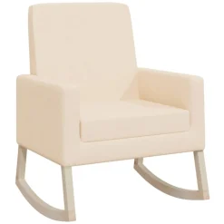 Stoelen*vidaXL Schommelstoel stof crèmekleurig Crème