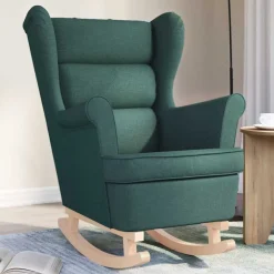 Stoelen*vidaXL Schommelstoel 74x90x102 cm stof Donkergroen